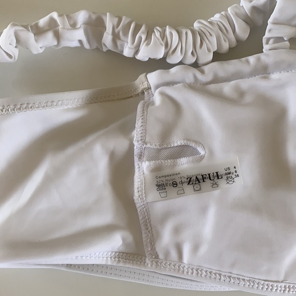 Zaful Ruched Elastic Straps Tie Bathing Suit Top - Picture 9 of 12